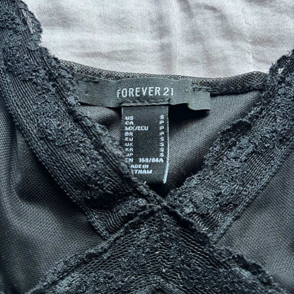 NWOT Forever 21 Black Ruffle Hem Slip Dress - Picture 3 of 5